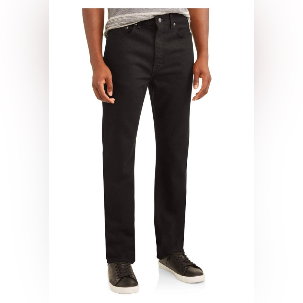GEORGE Mens Reg Fit Denim Jeans Size 36X34 100% Cotton Black Straight Leg New